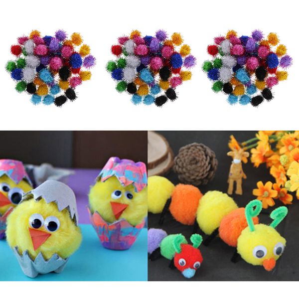 

150 pieces glitter tinsel pompom balls for play