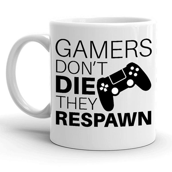 

funny mugs cups for gamer gaming gamers don't die they respawn coffee mug cup geek video games for daddy boyfriend gift 11oz