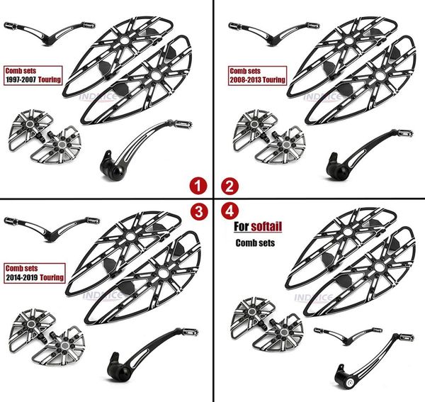 

black gauge rider rear floorboards brake shifter levers touring softail 97-19