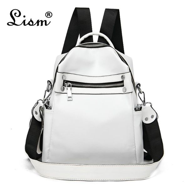 

soft pu leather large capacity ladies backpack new youth girl schoolbag designer ladies multifunctional travel bag white