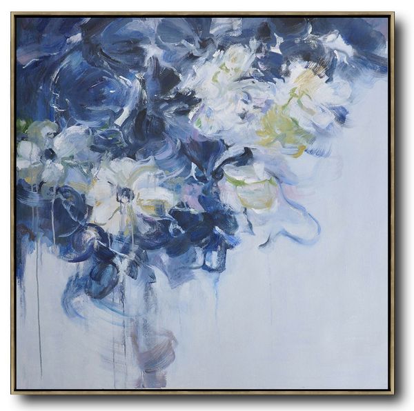

modern wall art flower painting blue abstract oil painting large