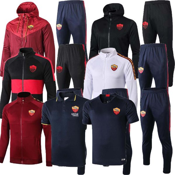 

19 20 men roma soccer tracksuit 2019 2020 rome football tracksuit jacket football training suit jogging survetement chandal, Black