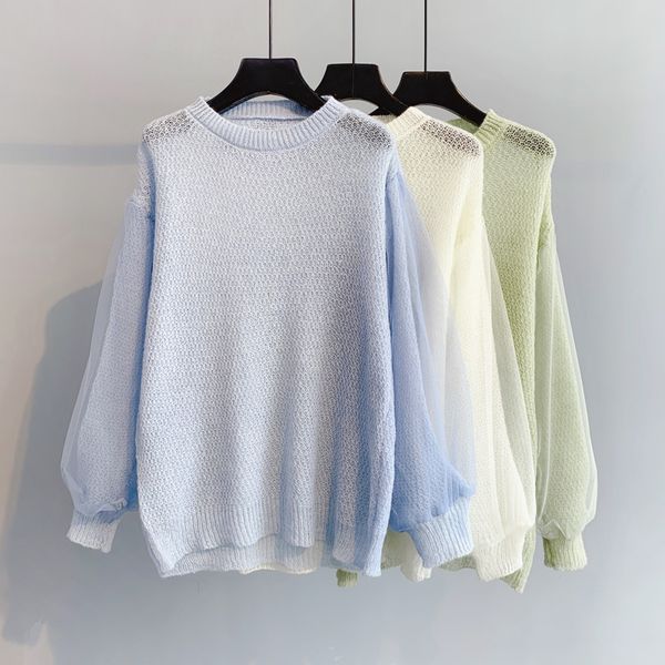 

spring 2020 new korean style loose lantern sleeves fairy knitted thin women's sweater yfnt2584, White;black