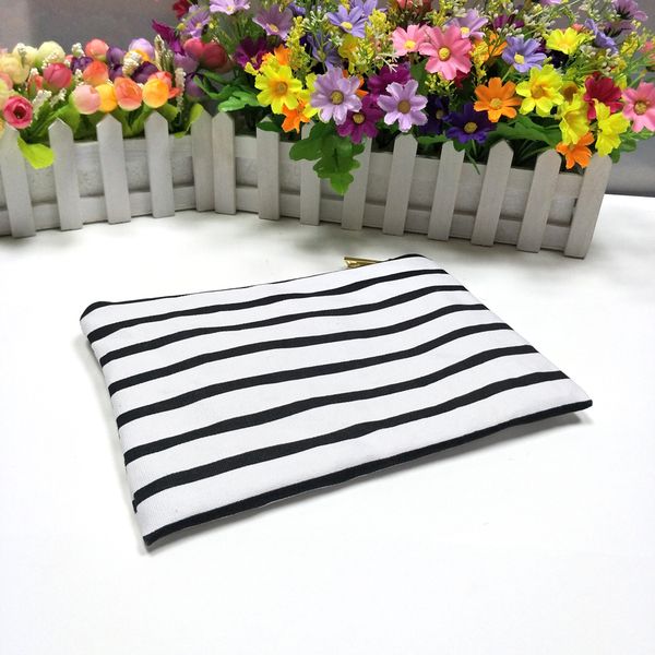 

bag thick gold cotton bag makeup stripe cosmetic canvas 1pc black metal zip black 12oz black&white stripe canvas lining with dhl 3 niiv, Red;black