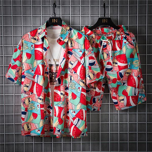 

мужчины старинные печати спортивный костюм мужские пляжные спортивные костюмы 2020 человек хип-хоп цветочные наборы мужские повседневные шор, Gray