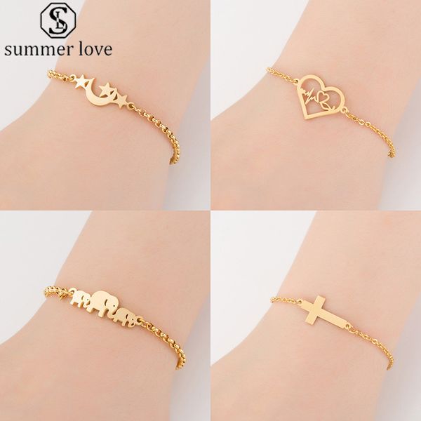 

2020 new animal bracelets gold chain jewelry butterfly cross elephent heart charm bracelet for women valentine's day gift-z, Black