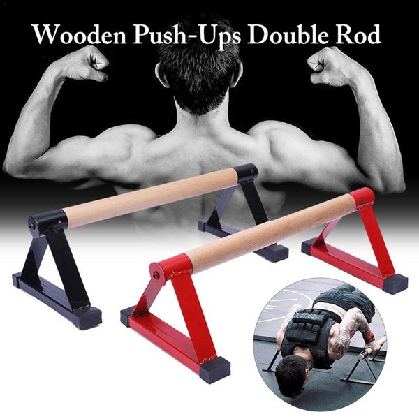 Wooden Parallettes Set Push-up Parallel Bars Stretch Double Rod Stand Calisthenics Handstand Anti Gravity Fitness Equipment F20 Y200506