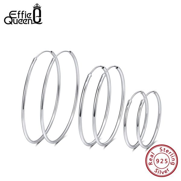 

effie queen sterling silver women earrings 30cm 40cm 50cm big circle hoop earring silver 925 jewelry fashion brincos 2019 be146, Golden