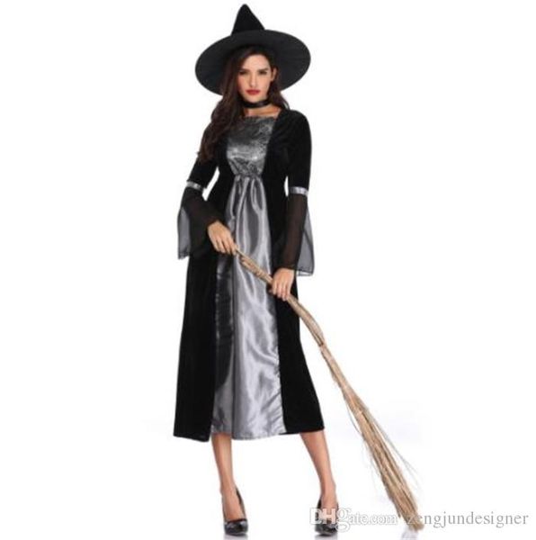 

witches cosplay womens halloween theme costume hat long sleeve fashion dresses female clothing casual apparel, Black;red