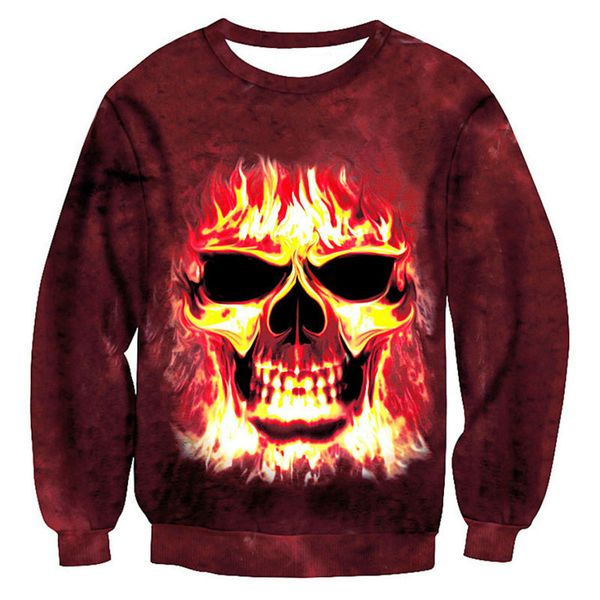 

2018 tie dye огненный череп 3d новинка мужские толстовки кофты смешные толстовки для унисекс пот скелет прилив одежда плюс размер 5xl, Black