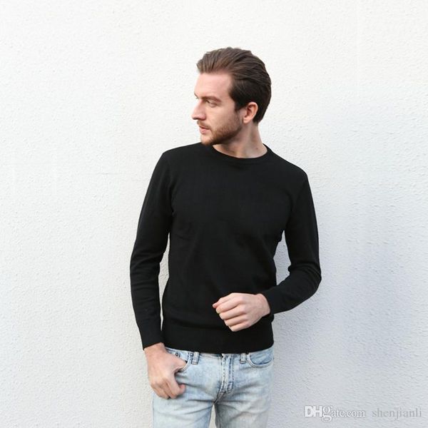 

wholesale 2017 new selling high-end casual fashion round neck men's polo sweater brand 100% cotton pullover men's sweater ing, White;black