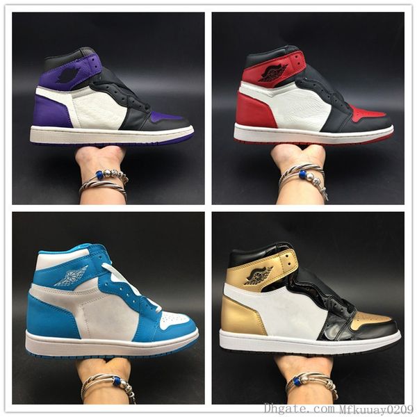 

basketball shoes 1s og toe black white red gold blue purple grey mens women new designer sneakers