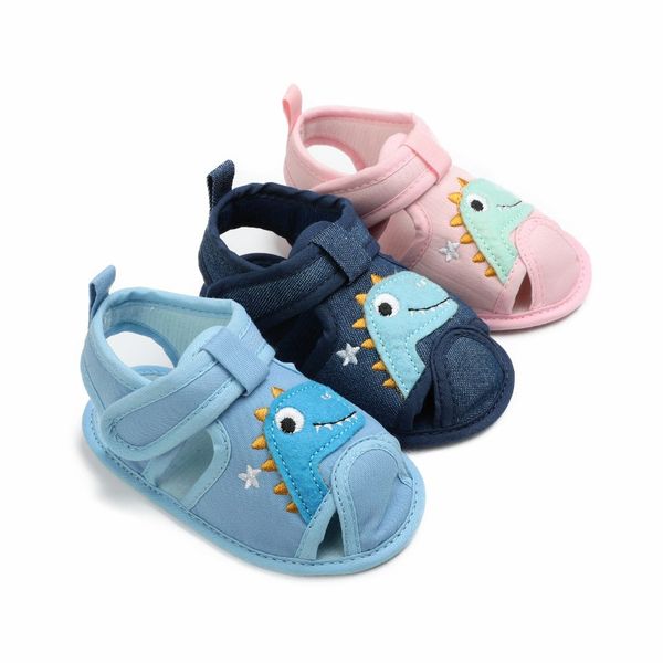 

dinosaur sandals girls boys shoes cotton breathable baby sandals hollow plaid soft-soled princess crib shoes, Black;red