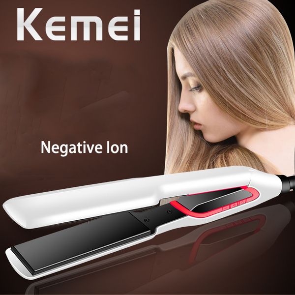 

kemei выпрямитель для волос бигуди плоский утюг отрицательный ион выпрямление волос щипцы для завивки турмалин керамическая нагревательная п, Black