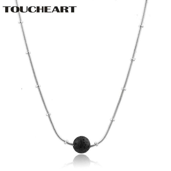 

toucheart good bold chain ball lava essential oil diffuser lava stone necklace & pendants women statement necklaces sne180023, Silver