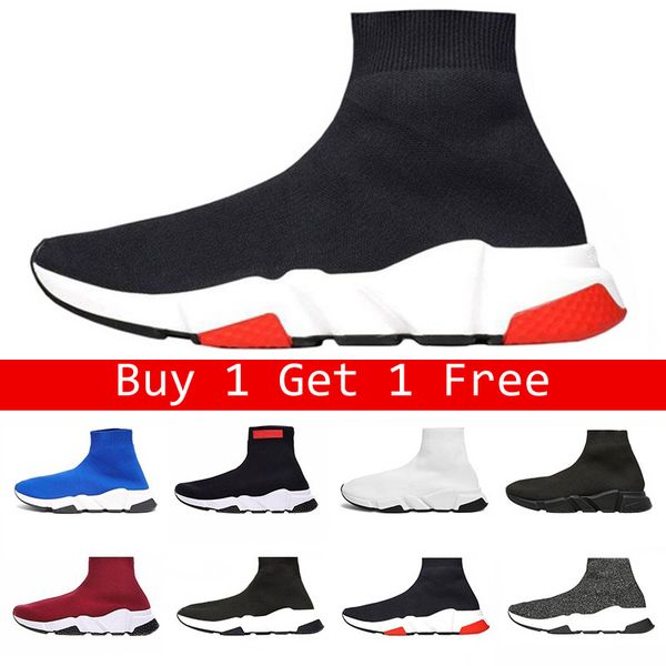 

2019 spring summer men women outdoor sneakers luxury designer triple red black flat sock race casual shoes breathable flexible running shoes