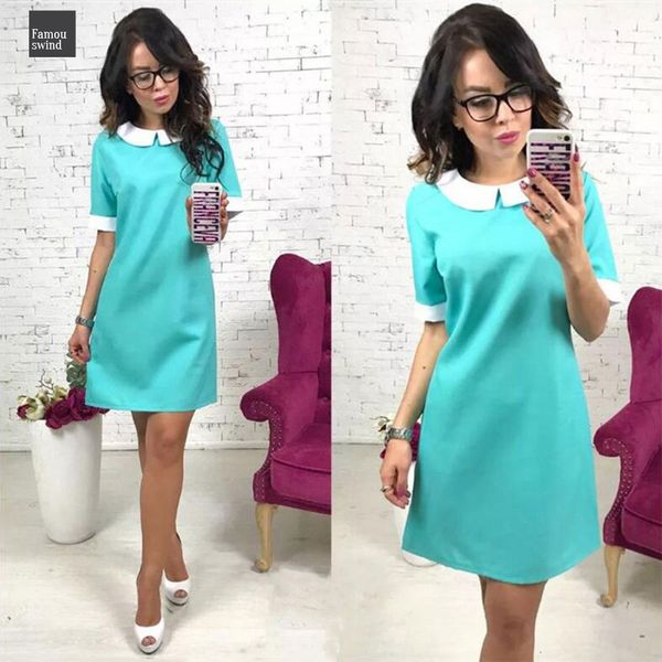 

club solid peter dress collar short sleeve mini casual straight above knee dresses summer short sleeve party mini dress new, Black;gray