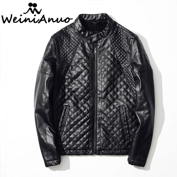 

weinianuo new arrival leather jackets winter warm coats pu lether jacket mens fashion design warm coats male 186, Black