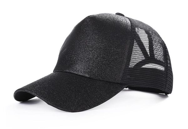 Chapéu feminino rabo de cavalo chapéu de beisebol menina chapéus de softball buraco traseiro rabo de cavalo malha brilhante meninas chapéu respirável snapbacks HOTSELL