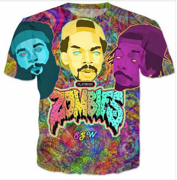 

casual mens womans flatbush zombies 3d hd print t-shirt summer short-sleeved o-neck t-shirt fashion style shirt brand tees rx05, White;black