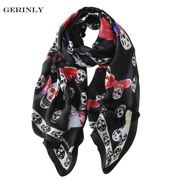 

совершенно новый шелковый шарф для женщин роскошный череп бабочка печатных бандана хиджаб шарфы плюс размер женские пляжные платки все-матч