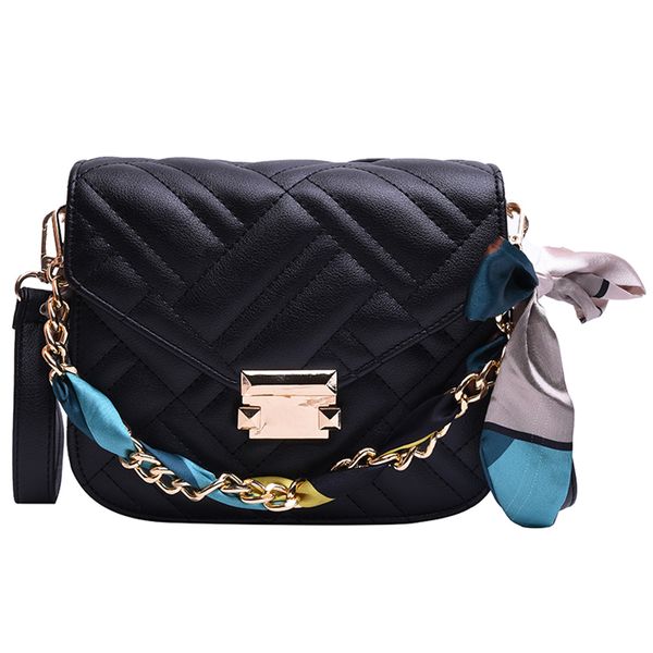 

elegant femele ribbon tote bag 2019 fashion new pu leather women's designer handbag lock shoulder messenger bag