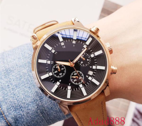 

All Subdials Work Мужские роскошные часы 43mm Casual Mens Big dial Спортивные часы Кварцевые часы 8 ц