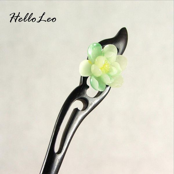 

ретро китайский ручной работы этнический натуральный камень цветок сандалового дерева волос палка натуральный аромат волос палка лучший пода, Golden;white