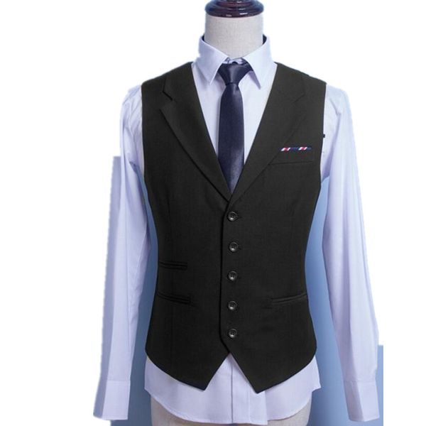 

новый жилет платье мужчины официальный бизнес ну вечеринку свободного покроя платье жилет костюм жилет homme мужской бизнес жилет, Black;white