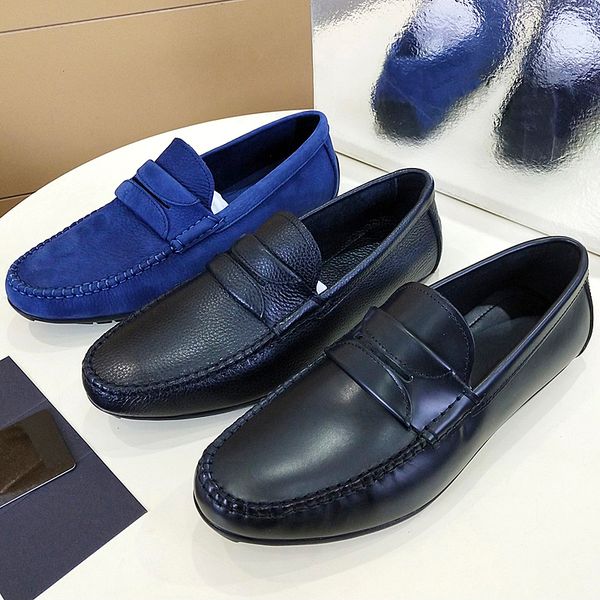 

new luxury designer cowhide men's casual shoes handmade fashion comfortable and breathable men's high-quality pea shoes men's, Black