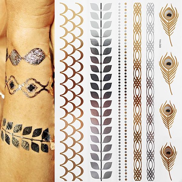 

flash tattoo metallic silver & gold foil angel wings jewellery henna tattoos