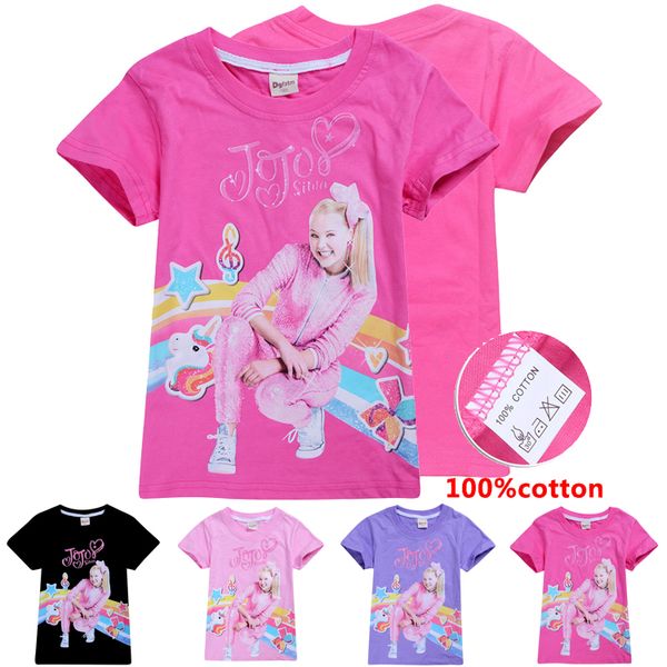 

jojo siwa clothes kids t-shirts tees 100% cotton 4-12t kids girls summer t-shirt 110-150cm kids designer clothes girls wholesale ss348, Blue