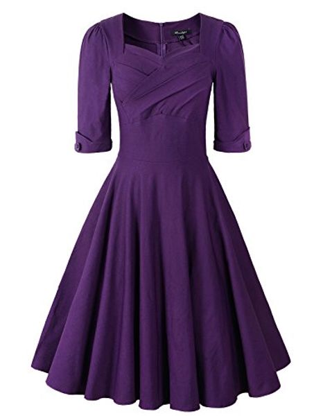 

penelope vintage 1950s vintage half sleeve rockabilly swing dress, Black;gray