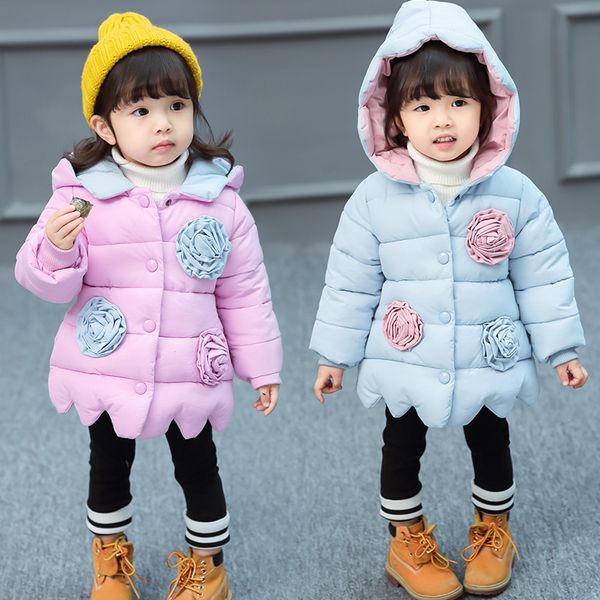 

girls winter style 2019 new style autumn & winter children's cotton wear childrenswear infants down jacket cotton-padded clothes, Blue;gray