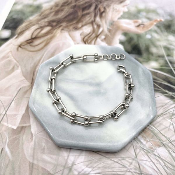 

2020 new 925 sterling silver korean version of the u-shaped bracelet is very good to start with 16 + 3 cm long1, Black