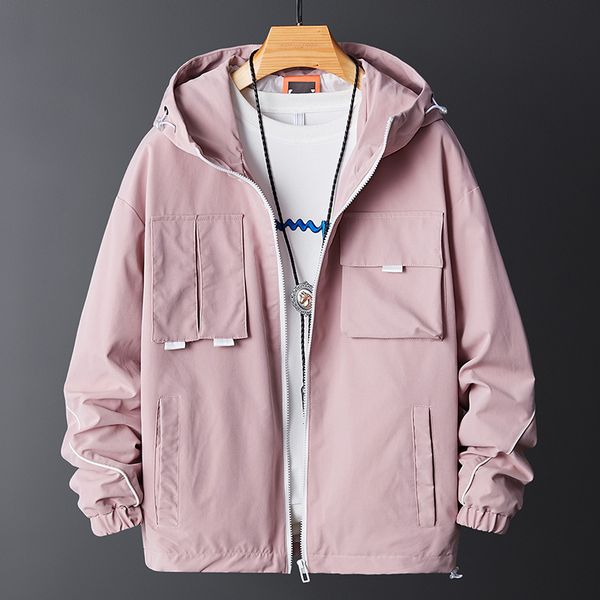 

men's jackets spring and summer 2021 hooded jacket casual loose windbreaker zipper thin section men chamarras hombre, Black;brown