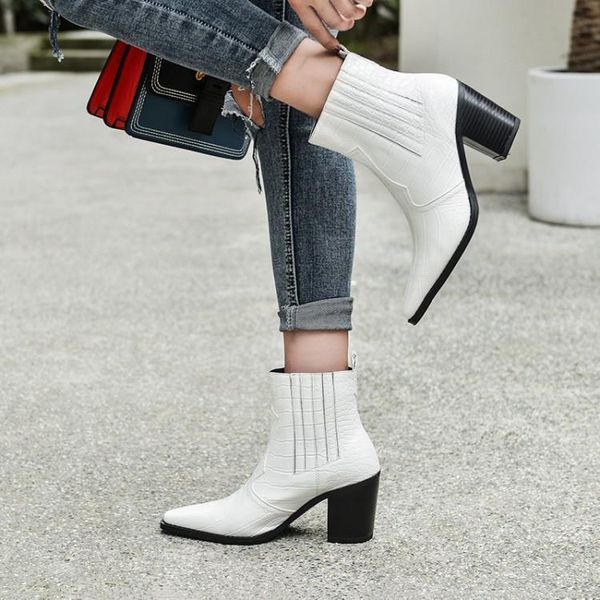 

bellecom2019 coarse with high with white genuine leather snake short boots boots will code woman 43 code 41, Black