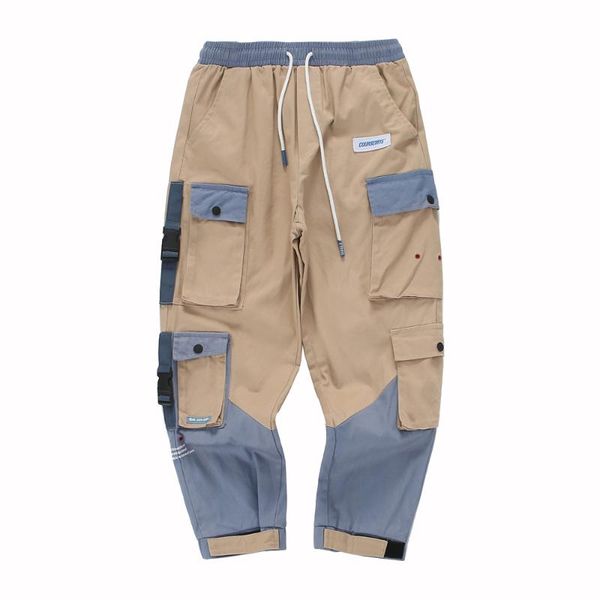 

men streetwear cargo pants 2020 harajuku overalls men camouflage joggers pants hip hop korea trousers sweatpants, Black