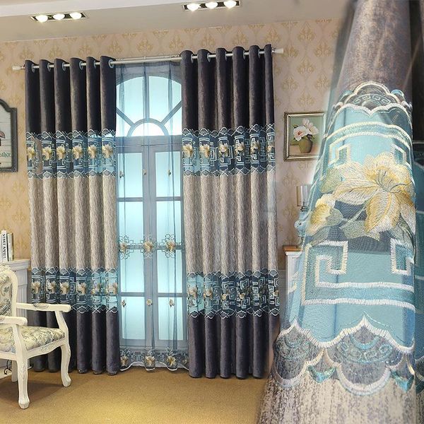 

european schneider embroidery shade curtains for living dining room bedroom
