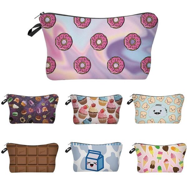 

cute fashion women portable dessert print cosmetic storage pouch makeup bag
