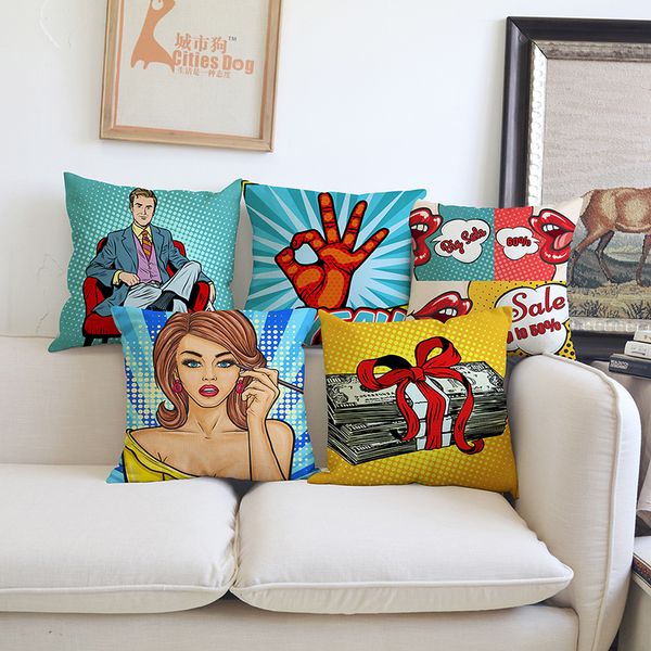 

funny art cartoon character linen illustration cushion cover pillow pillowcase home sofa decoration cushions pillows covers