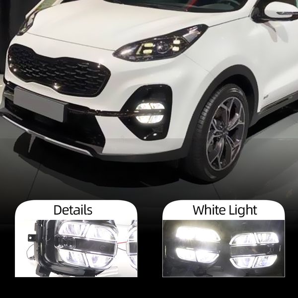 1 set per Kia Sportage KX5 2019 2020 Light GRANDE GRANDE DRL DRL LED DAY LUCE FRONT BUMPER TESTA FOG LAMPAD Bianco