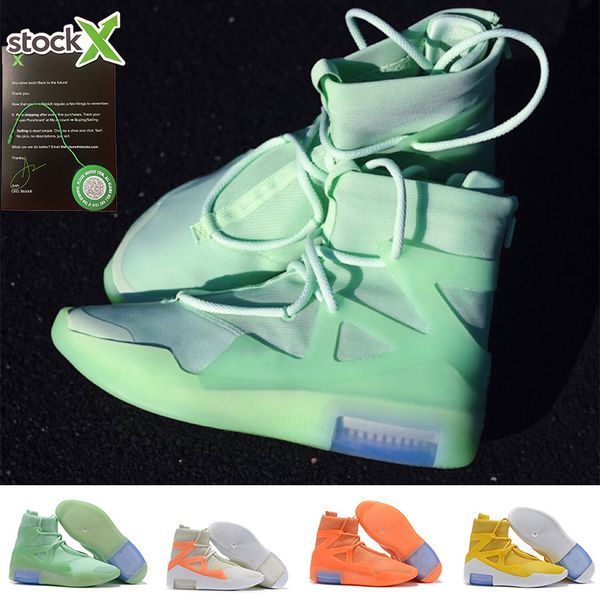 

stockx air страх божий 1 сапоги модельер обувь туман 1 открытый легкая атлетика желтый оранжевый черный серый зум кроссовки 5-12 бесплатная, Black