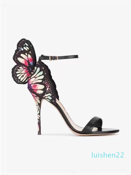 

sophia websterfor girl butterfly rhinestone wedding bridal pumps womens sandals with box size 42 l22, Black