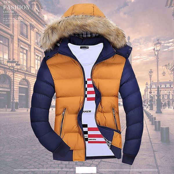

winter coat men zipped hoodied warm tracksuit casual patchwork long sleeve men clothes 2019 outwear coat, Black