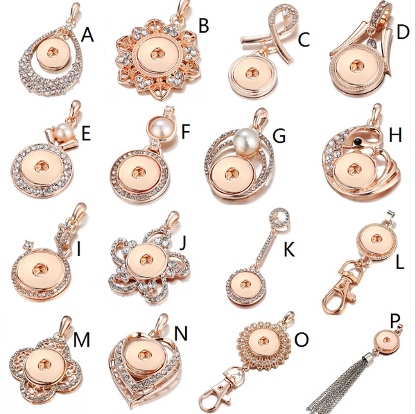 

gold crystal snap button pendant accessories jewelry diy 18mm ginger snap jewelry necklace for women christmas gift, Bronze;silver