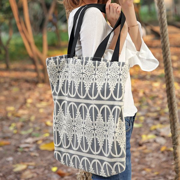 

summer girl lace canvas mesh lace handbag