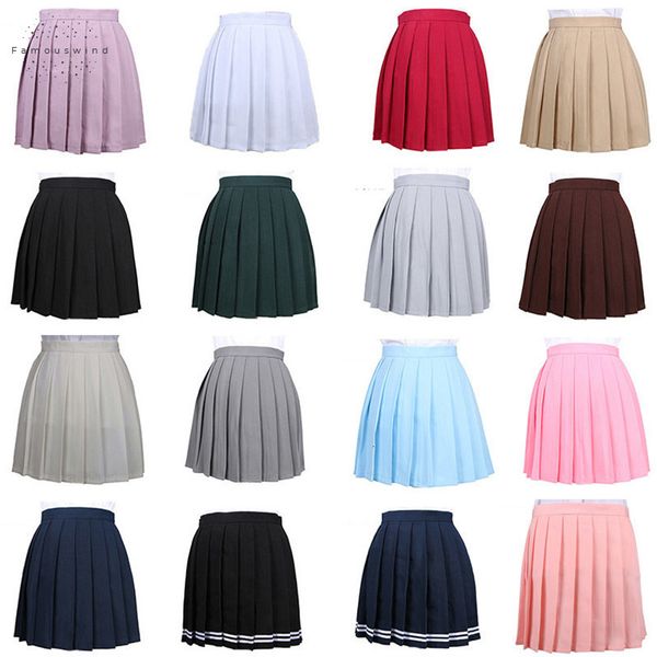 

2019 fashion women skirt pleated skirt girl school uniform skirt solid high waist cosplay mini skirts good quality drop shipping, Black