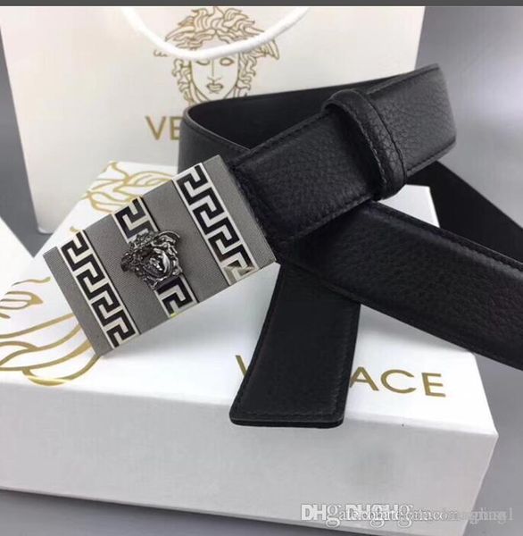 

himunu] new genuine leather snake grain belt for men automatic buckle strap ceinture men belts luxury designer high quality, Black;brown