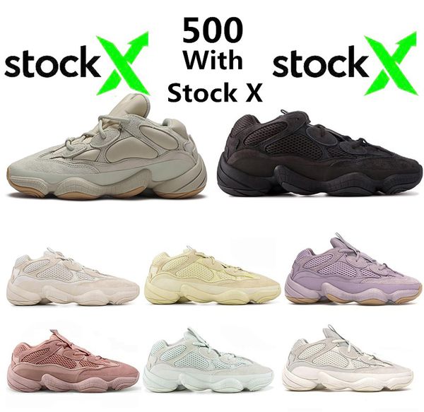 

new style soft vision stone desert rat 500 kanye west running shoes bone white utility black salt super moon yellow sports sneakers 36-47